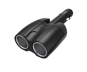 Hama Cigarette Lighter Splitter, Dual Socket, Black | 12V cigarette lighter socket, 2-way, 12V dual plug, dual cigarette lighter, adjustable 180° joint plug