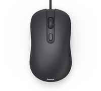 Hama CM-100 Wired Optical Mouse, Ambidextrous, Silent Keys, 4 Buttons, Adjustable DPI 1000/1600/2000, USB-A, Polymer Pads, Plug&Play, Black