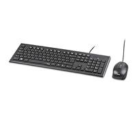 Hama Computer Keyboard Set (Wired, Ergonomic, German QWERTZ Keyboard, Silent Keys, Flat Design, 12 Multimedia Keys, Optical Mouse, 1000 dpi, USB Port, PC, Computer