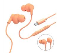 Hama Curly Earphones In-Ear Microphone Cable Kink Protection USB-C Orange