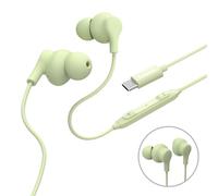 Hama Curly In-Ear Headphones with Microphone - Cable Kink Protection - USB-C - Green