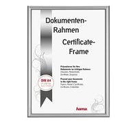 Hama Detroit Picture Frame 21 x 29.7 cm (Aluminium Frame, Photo Frame, Document Frame, Portrait Format, Landscape Format, Hanging, Shatterproof, Aluminium, Picture Size DIN A4, 21 x 29.7 cm) Silver