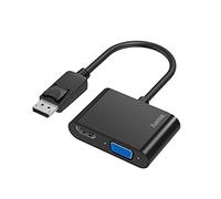 Hama DisplayPort to VGA and HDMI Adapter, 4K Ultra HD, Full HD (2-in-1 Adapter with Display Port Plug, HDMI Female and VGA Female for Connecting PC, Laptop to Screen, TV, Projector)