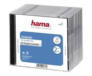 Hama | Dual CD/DVD Jewel Double Case | 10 Pack | Black