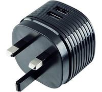 Hama Dual USB-A Wall Charger, 2X USB A, 2.4A with UK Plug, Black