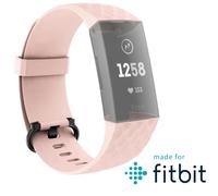 Hama Fitbit Watch Strap 22 mm (Adjustable Strap for Fitbit Charge 3 and Charge 4 Smartwatch, Fitbit Strap, Strap Made of TPU, Stainless Steel Buckle) Rose