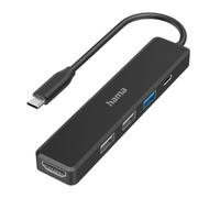 Hama 00200117 External 4 Port USB-C Hub, USB Powered, 3 x USB-A, 1 x USB C (Power Delivery), 1 x HDMI