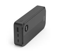 Hama External Battery 20000 mAh Multi-Device (2 USB-C, 1 USB-A, Compact Power Bank, Portable Charger, Secure Fast Charging, LED Indicator Screen, Universal Use, Authorised Airplane) Black