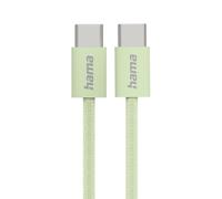 Hama Fabric USB-C - USB-C Charging Cable, 1 m, Nylon, Green
