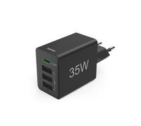 Hama Fast Charger, 1 x USB-C PD, 3 x USB-A, Mini Charger, 35 W, Black