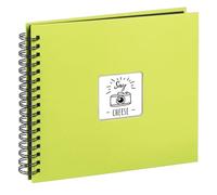 Hama Fine Art photo album, 50 black pages (25 sheets), spiral album 28 x 24 cm, with cut-out window, kiwi green