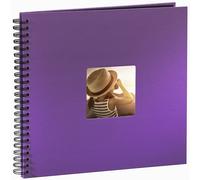 Hama Fine Art photo album, 50 black pages (25 sheets), spiral bound album 36 x 32 cm, with cut-out window, purple