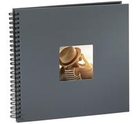 Hama Fine Art photo album, 50 black pages (25 sheets), spiral bound album 36 x 32 cm, with cut-out window, grey