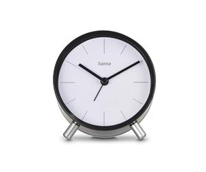 Hama Flores Radio-Controlled Alarm Clock, Analog, Non-Ticking, Black