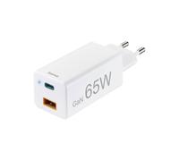 HAMA GaN USB Charger 65W 00201643 - 2 x USB-A, USB-C - Output current 3000 mA - White
