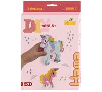 Hama Hanging Box Unicorns – approx. 2,000 Beads, Large Hexagonal Pegboard, 4 Supports & Design Sheet