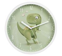 Hama Happy Dino Children's Wall Clock | Silent Quartz Clock | Analogue Time Display | Happy Children's Design | Diameter 25 cm | Green