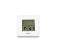 Hama Indoor Thermometer Hygrometer "Borneo" (Digital, Temperature, Humidity and Weather Display, Alarm and Snooze Function, Room Climate Monitor, Freestanding) White