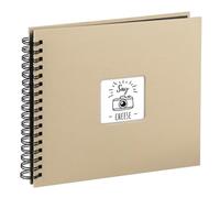 Hama Fine Art photo album, 50 black pages (25 sheets), spiral bound album 36 x 32 cm, with cut-out window in which a picture can be inserted, taupe/beige