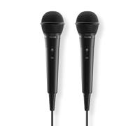 Hama Karaoke Dynamic Microphone, Jack Cable 2.5 m + Adapter, On/Off, Set of 2