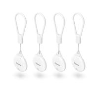 Hama Key Finder for Apple Where is App, 4 Pieces (Key Finder with Bluetooth, Alarm, Mobile Phone Key Finder for Keys, Wallet, Luggage, Animals, iOS, iPhone, iPod, iPad, Changeable Button Cell) White