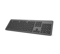 Hama KW-700 Wireless Keyboard (Silent Keyboard, German Key Layout QWERTZ with Number Keypad for PC and Laptop, Flat Keyboard with 12 Media Keys, Laser Labeled Wireless Keyboard) Black, Silver