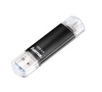 Hama Laeta Twin USB Flash Drive, USB 3.0, 128 GB, 40 MB/s, black