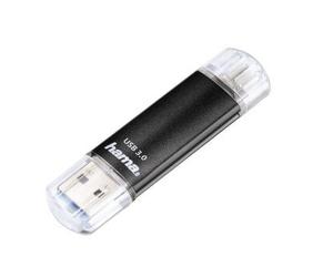 Hama Laeta Twin USB Flash Drive, USB 3.0, 128 GB, 40 MB/s, black