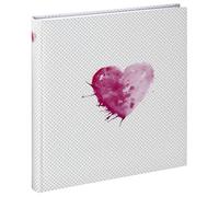 Hama "Lazise” Bookbound Photo Album, 50 white pages, fits 250 photos in 10x15cm format, Pink Heart Dots
