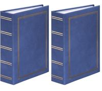 Hama London Memo Slip-in Photo Album 16 x 20.5cm (for 200 Photos 9 x 13 cm Format), Blue (Pack of 2)
