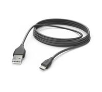 Hama Micro-USB Cable, 3m, Black | USB-A 2.0 Male to Micro-USB Charging Cable, High Speed Data Transfer Cable 480Mbps