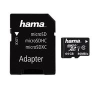 Hama microSDXC 64GB. Capacity: 64 GB Flash card type: MicroSDXC Flash memory class: Class 10 Internal memory type: UHS-I Read speed: 80 MB/s. Product colour: Black