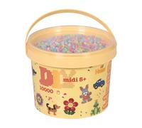 Hama Midi Beads Bucket, Approx.10.000 Fuse Beads, Mosaic Decoration Arts & Craft Kit for Creative Children Ages 5+ Assorted Colours of Beads, Iron/Me
