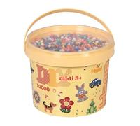 Hama DIY Midi Fuse Beads Bucket, Approx. 10,000 Fuse Beads, Mosaic Craft for Ages 5+, Colour Mix 00