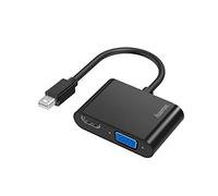 Hama MiniDisplayPort to VGA and HDMI Adapter, 4K Ultra HD, Full HD (2-in-1 Adapter with Mini Display Port Plug, HDMI Female and VGA Female for Connecting PC, Laptop, Tablet to Monitor, TV, Projector)