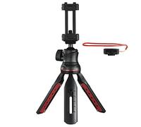Hama Mobile Phone Tripod with Bluetooth Remote Shutter (Selfie Stick, Camera Tripod with Mobile Phone Holder, Travel Tripod with 3D Ball Joint, 1/4 Inch Thread for Smartphone and SLR Camera) Black
