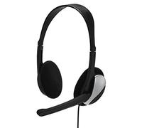 Hama PC Headset HS-P100, Ultra Lightweight On-Ear Stereo with Microphone, Volume Control on Cord, 2 m Cable Length, 2 x 3.5 mm Jack, Black