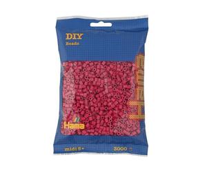 Hama Perlen 201-29 Ironing Beads Bag with Approx. 3000 Midi Craft Beads with Diameter 5 mm in Purple Red, Creative Craft Fun for Young and Old