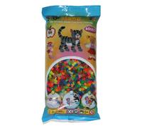 Hama Perlen 205-80 Iron-on Beads Bag with Approx. 6,000 Colourful midi Craft Beads with Diameter 5 mm in neon Transparent Mix, Creative Craft Fun for Young and Old