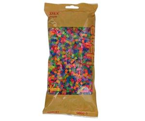 Hama Perlen 205-80 Iron-on Beads Bag with Approx. 6,000 Colourful midi Craft Beads with Diameter 5 mm in neon Transparent Mix, Creative Craft Fun for Young and Old