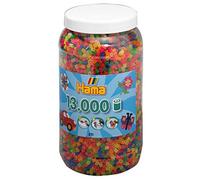 Hama Perlen 211-51 Ironing Beads Tin with Approx. 13000 Midi Craft Beads with Diameter 5 mm in Neon Mix, Creative Craft Fun for Young and Old