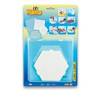 Hama Pin Plates 7712 - Set of 2 for Midi 5 mm Beads, Square & Hexagon Motifs, White, incl. Bead Tac