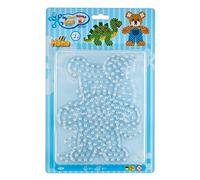 Hama Perlen 8101 Peg Plates Set of 2 for Maxi Ironing Beads with Diameter 10 mm, Teddy Bear and Dinosaur Motifs in Transparent, Creative Craft Fun for Children and Teenagers