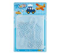 Hama Perlen 8103 Peg Plates Set of 2 for Maxi Ironing Beads with Diameter 10 mm, Car and Aeroplane Motifs in Transparent, Creative Craft Fun for Children and Teenagers