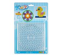 Hama Perlen 8104 Peg Plates Set of 2 for Maxi Ironing Beads with Diameter 10 mm, Motifs Square and Circle in Transparent, Creative Craft Fun for Children and Teenagers