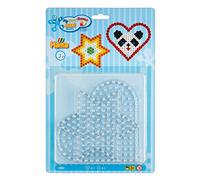 Hama Perlen 8105 Peg Plates Set of 2 for Maxi Ironing Beads with Diameter 10 mm, Heart and Star Motifs in Transparent, Creative Craft Fun for Children and Teenagers
