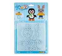 Hama Perlen 8106 Peg Plates Set of 2 for Maxi Ironing Beads with Diameter 10 mm, Penguin and Rabbit Motifs in Transparent, Creative Craft Fun for Children and Teenagers