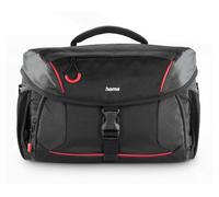 Hama Camera Bag for Digital SLR and System Cameras with Accessories, Holder for Camera Tripod, Tablet Compartment, Rain Cover, Padded, Carry Handle, Trolley Strap, Wipe-Clean Base, Black, red,