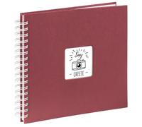 Hama Photo Album 28 x 24 cm (Spiral Album with 50 White Pages, Photo Book with glassine dividers, Album to Stick in and Design Yourself), Bourdeaux Red, 00001965