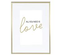Hama Picture Frame 10 x 15 cm (Metal Photo Frame, Portrait Frame with Velvet Back Panel for Standing and Hanging) Matte Gold